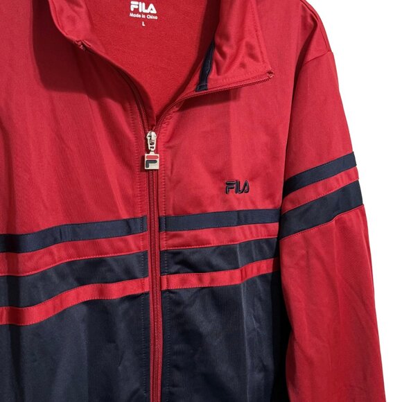 Vintage FILA Red & Navy Long Sleeve Track Jacket - Size Large - Picture 3 of 9